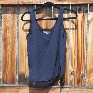 Vince sheer dressy tan top xs mavy blue black